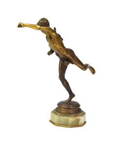 Le vainqueur au coq petit bronze doré époque XIXème par Falguiere fonte de Thiebaut freres
