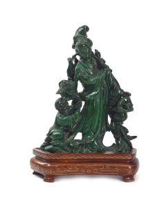 Statuette Personnages asiatiques en malachite