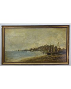 Vue de Cannes aux bateaux de pêche par H. Gaudimars daté 1882 XIXème