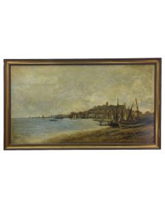 Vue de Cannes aux bateaux de pêche par H. Gaudimars daté 1882 XIXème