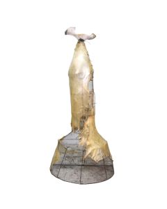 Lampe sculpture Michel Haillard Parchemin os et nasse à anguilles