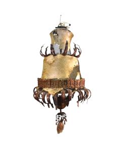 Lustre sculpture tribal maker Michel Haillard peau et grillages 