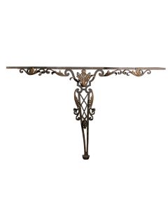 Console en fer forgé 1940 Art déco et marbre noir