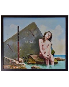 Saint Tropez jeune fille au bain par Richard Campana XXème