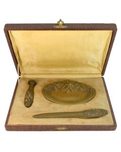 Boite de sceau à cacheter 3 pièces bronze 1900 aux érables
