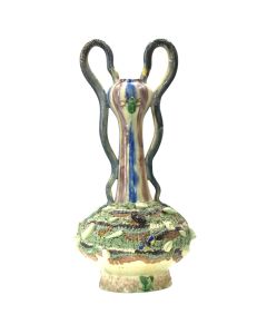 Vase en barbotine au serpent époque 1900