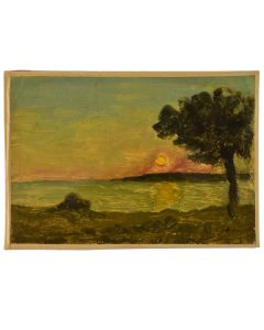 "Coucher de soleil sur la plage" école Française par Charles Bousquet 