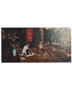 Panneau en laque de Hanoï jeunes musiciens dimension 122 cm sur 61 cm par Thanh Lap 