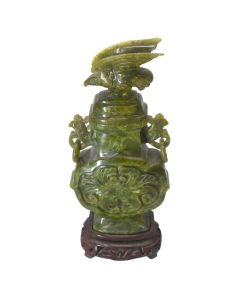 Vase en jade ou jadéite épinard asiatique 