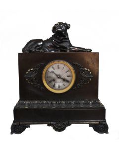 Pendule époque Napoléon III Bronze au cane corso époque XIXème