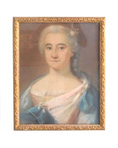 Portrait de jeune femme pastel sous verre époque XVIIIème