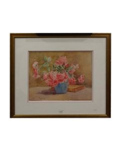 Aquarelle Casimir Raymond bouquet de fleurs