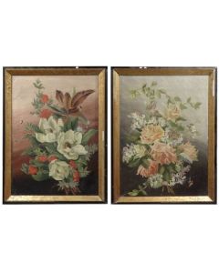 Bouquets de fleurs époque fin XIXème (paire)