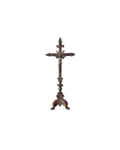 Crucifix bronze argenté XIXème hauteur 32 cm