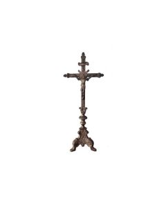 Crucifix bronze argenté XIXème hauteur 32 cm