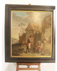 Scène de genre peinture hollandaise non signée époque XVIIIème