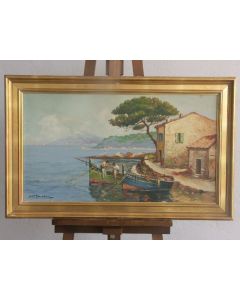 Huile sur toile signée Noël Jourdan représentant un paysage marin