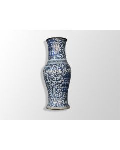 Vase de chine blanc bleu monté pied de lampe