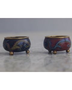 Vases miniature en cloisonné (fausse paire)