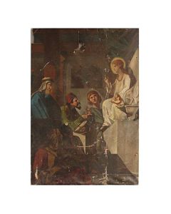 Peinture religieuse huile sur toile époque XIXème 250 X 185 cm