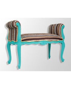 Banquette déco style Louis XV floquée cyan