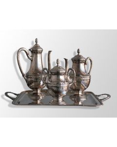 Service à thé 4 pièces en métal argenté
