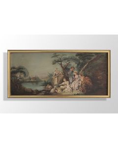 Huile sur toile représentant une scène de parc XIXème