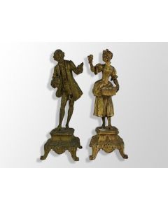 Statuettes à l'élégant personnage en régule 1900 (paire)