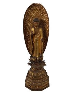 Statue bois dorée de Bouddha époque XIXème