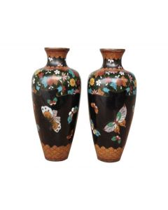 Vases cloisonné 1900 H 16 cm (paire)