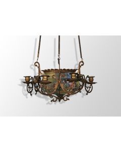 Lustre suspension en bronze peint