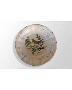 Assiette céramique peinte XIXème oiseau