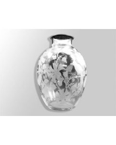 Vase KAZA France en verre gravé aux fleurs