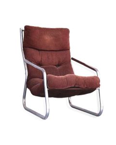 Fauteuil structure tubulaire inox et velours