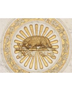 Décoration religieuse : plaque de décoration en marbre doré
