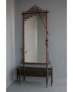 Jardinière type bambou époque 1900 avec miroir