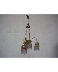 Lustre en laiton Oriental frange verre
