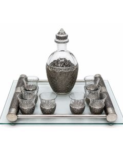 Service à liqueur art déco en verre sablé et argent DAUM