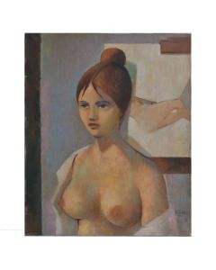 Femme nue peinture érotique par R. Torre 1950