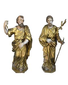 Statuettes en bois polychrome XVIIIème (paire)