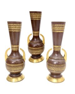 Série de 3 soliflores orientalistes en bronze patiné et doré 