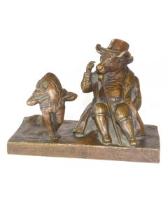 Le bœuf et la grenouille bronze animalier XIXème