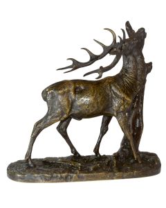 Cerf en train de manger des feuilles bronze animalier XIXème P.J Mêne 