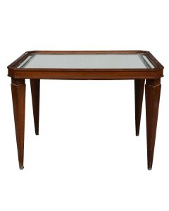 Table basse rectangle années 40 miroir et acajou