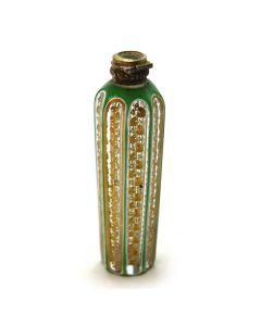 Flacon à sel en cristal overlay vert blanc décor feuillages peint à l'or d'époque Napoléon III