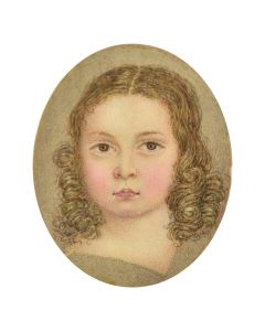 Portrait en médaillon sur ivoire de petite fille d'époque Empire XIXème