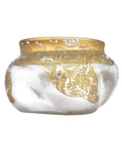 Vase ancien XIXème en verre soufflé peint à l'or