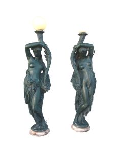 Torchères en fonte émaillée par Durenne XIXème (paire)