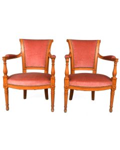 Fauteuils style Directoire en merisier velours (paire)