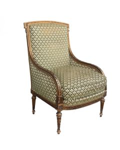 Fauteuil bergère de style Louis XVI dorée fin XIXème